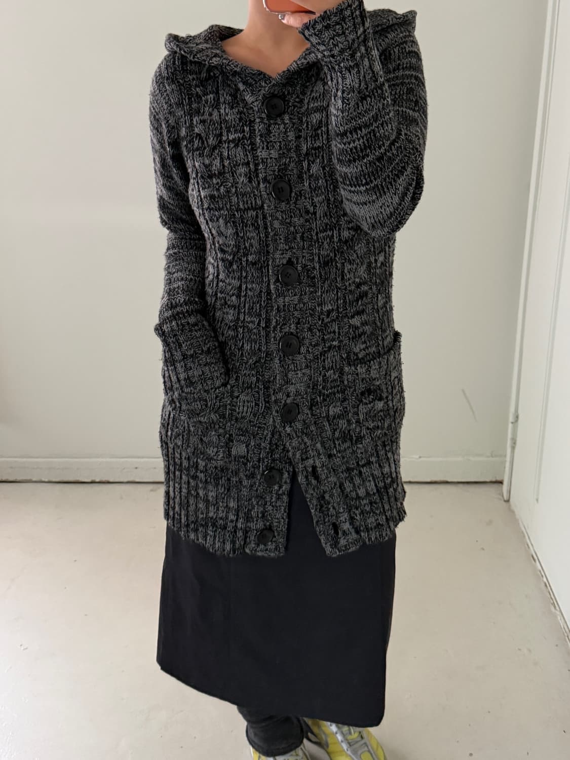 일본빈티지 멜란지 보카시니트 롱 가디건 상품이미지1