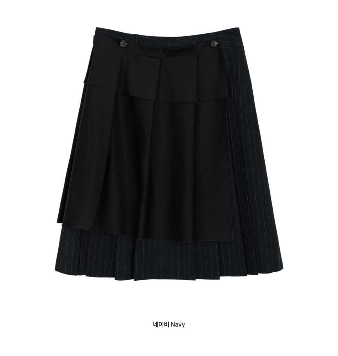 오헤시오 플리츠 투톤 레이어드 미디 스커트 네이비 size 1 상품이미지1