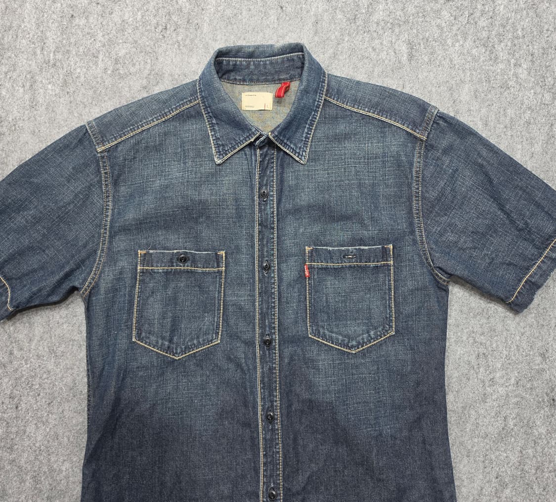 리바이스 레드룹 00s 데님 셔츠 반팔 셔츠 청셔츠 L 상품이미지3