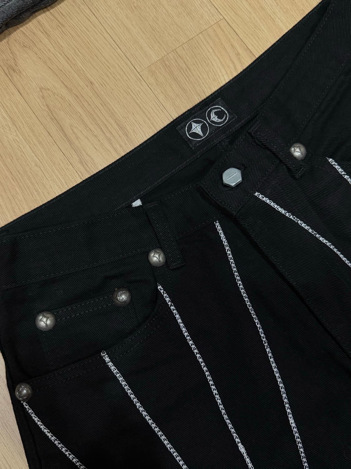 떠그클럽 Chain Stitch Denim Pants (블랙 1사이즈) 상품이미지5