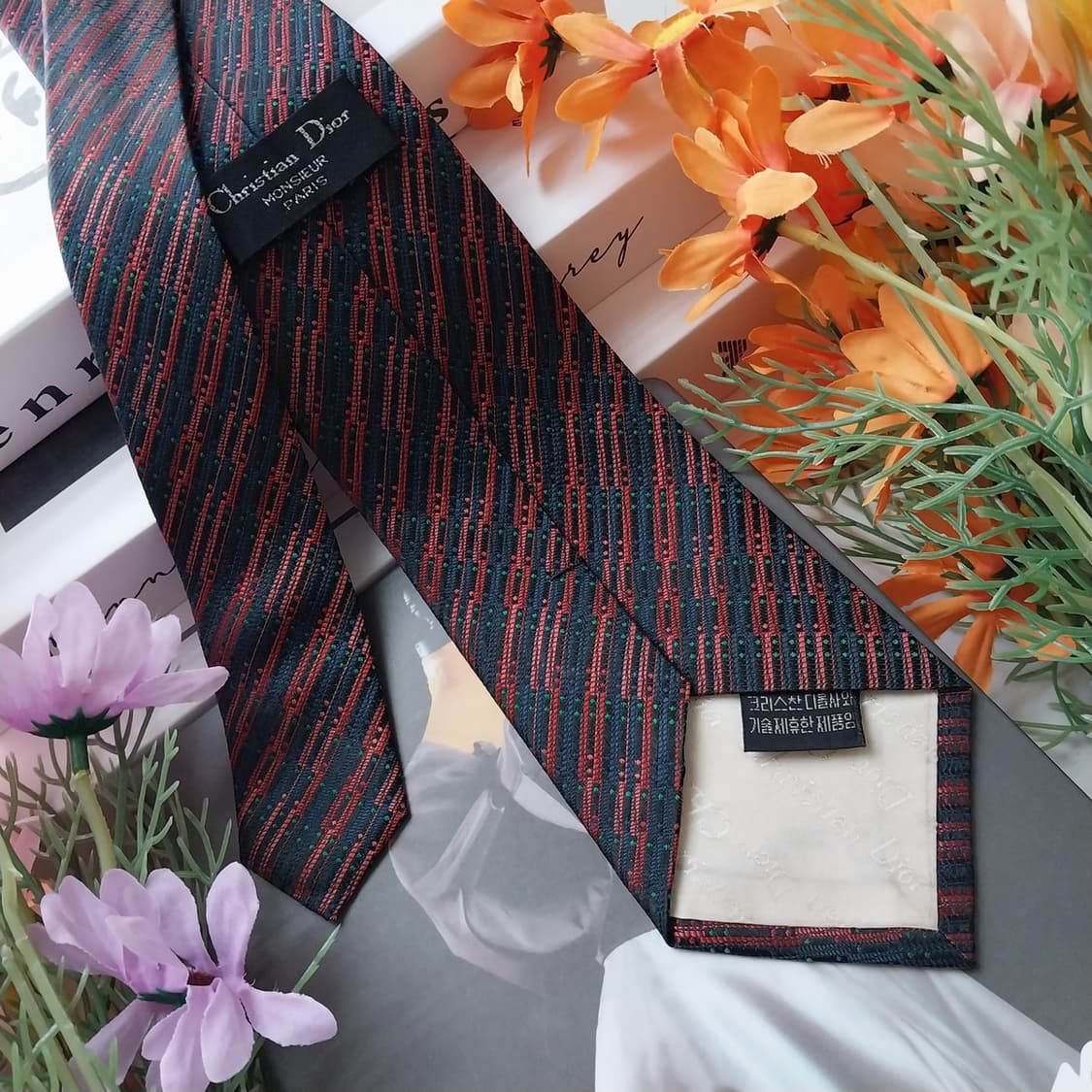 크리스찬 디올 실크 와인 패턴 넥타이 8.3cm A+~A등급 K1453
 상품이미지6
