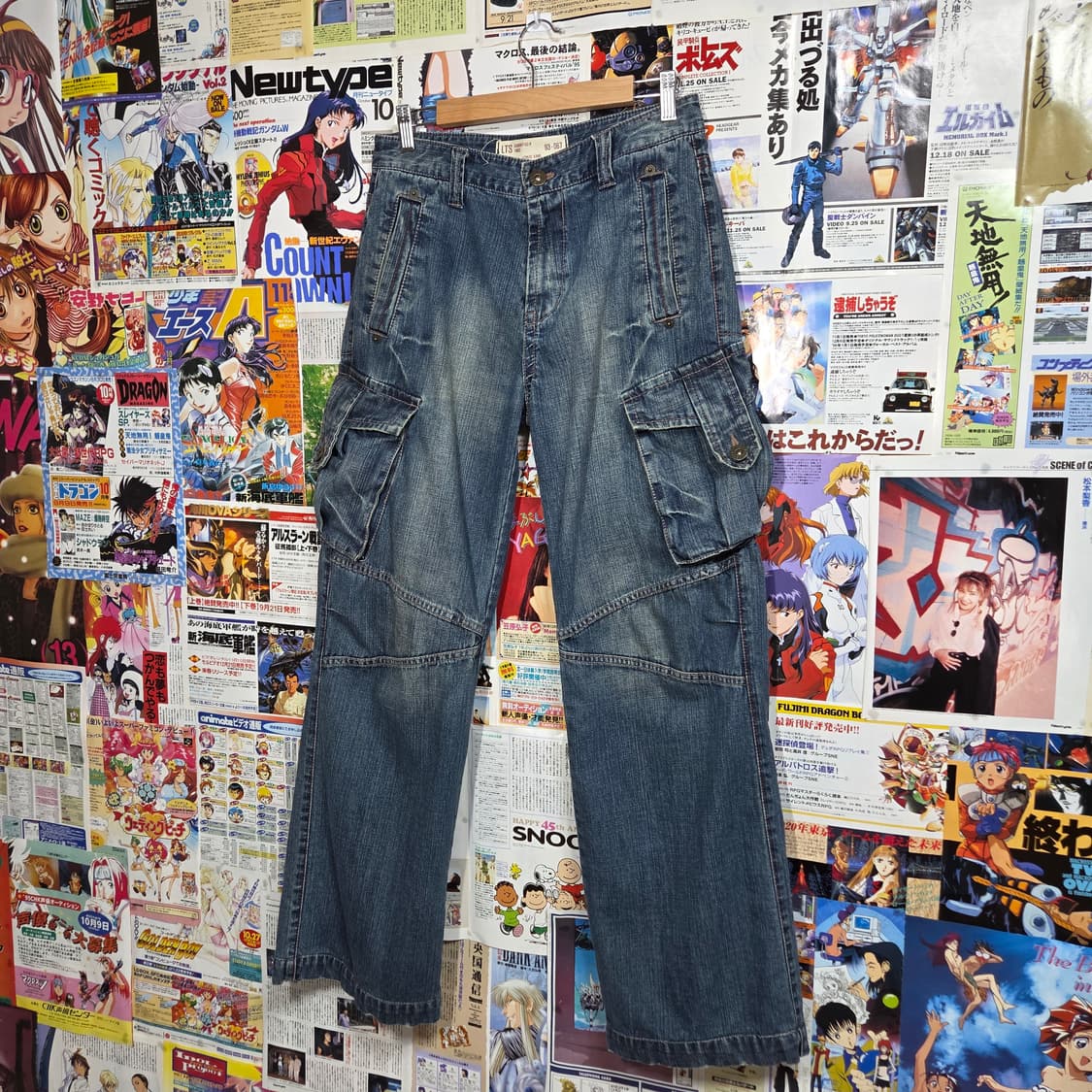 빈티지 진청 카고 데님 와이드 팬츠 상품이미지2