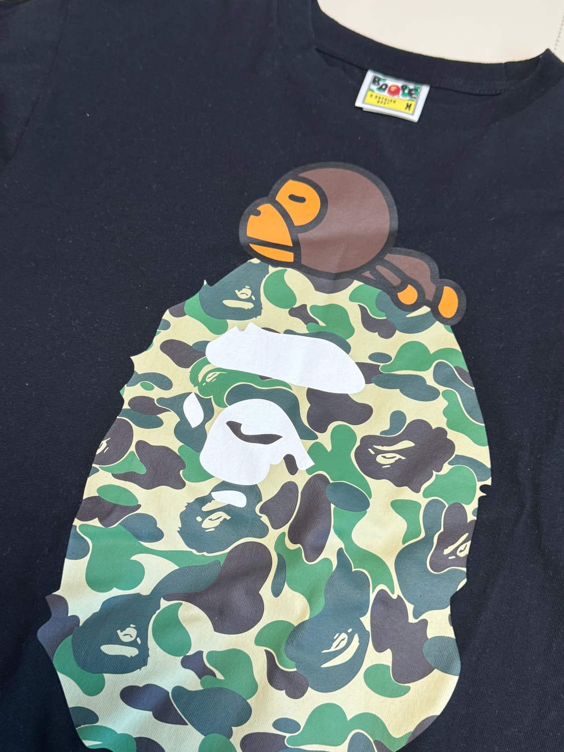 베이프 ABC 카모 마일로 온 빅 에이프 티셔츠 블랙 그린 상품이미지1