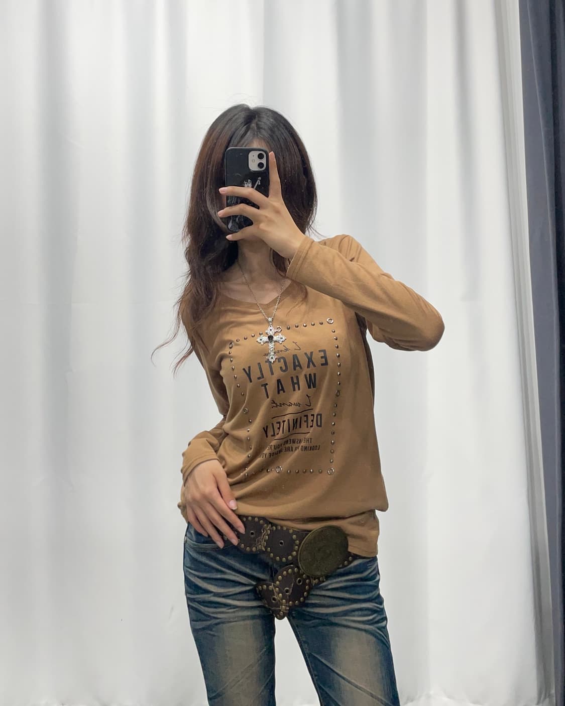 🎸브라운 프린팅 롱슬리브🎸 상품이미지1