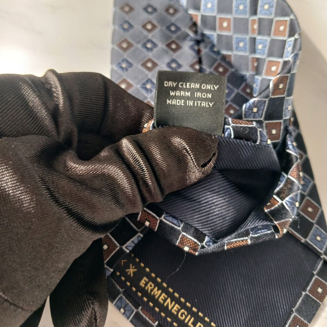 에르메네질도 제냐 기하학 자카드 넥타이 9cm S~A+등급 E896 상품이미지10
