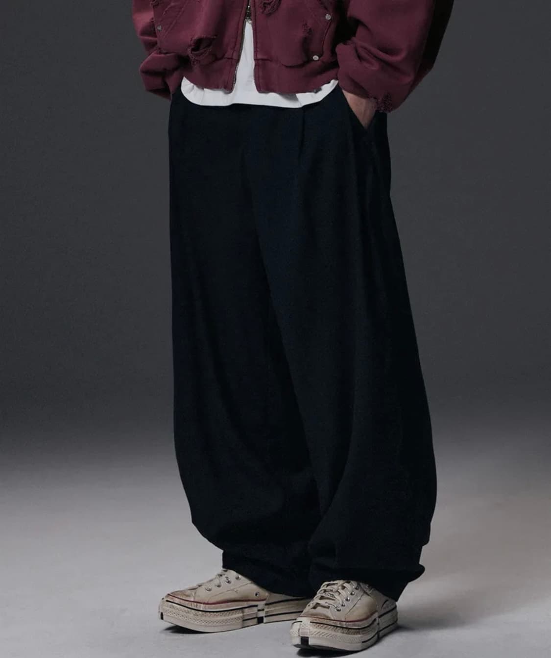 낫포너드 블랙 와이드 슬랙스 상품이미지2