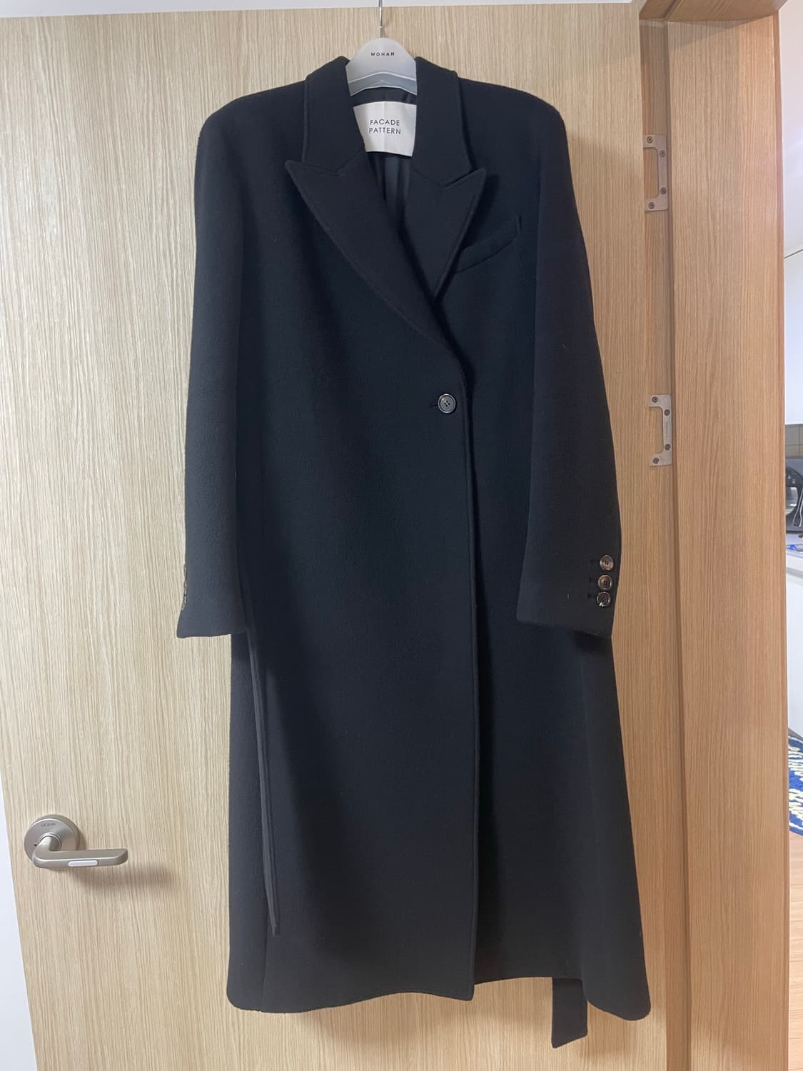 파사드패턴 캐시미어 벨티드 코트 블랙 미디엄 상품이미지1