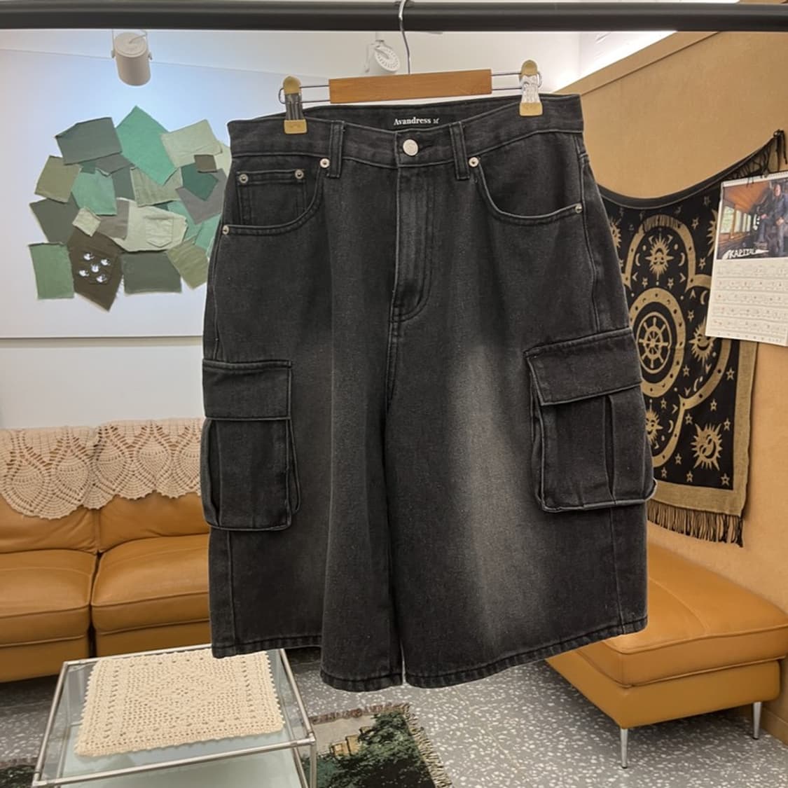 어반드레스 빈티지 스트릿 캐주얼 흑청 버뮤다팬츠 M C11966 상품이미지3
