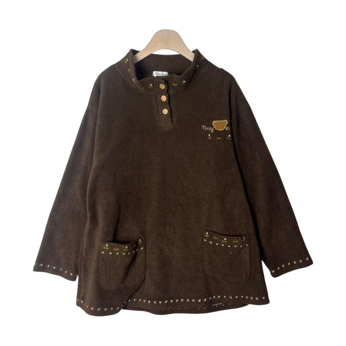 [JPN] 빈티지 모리걸 핸드메이드 자수 하프 플리스 상품이미지1