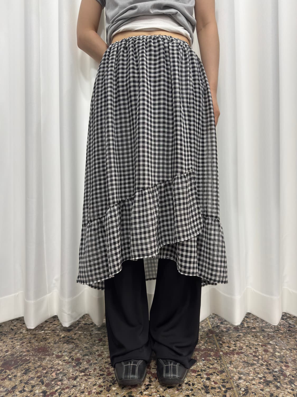 lowrys farm check seethrough skirt 상품이미지1