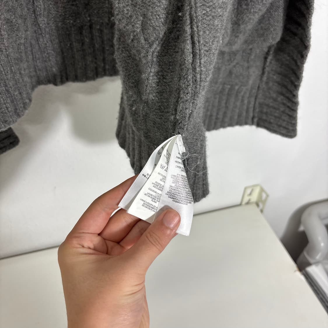 우먼FREE 폴로 랄프로렌 그레이 캐시미어혼방 노버튼 꽈배기 가디건 상품이미지5