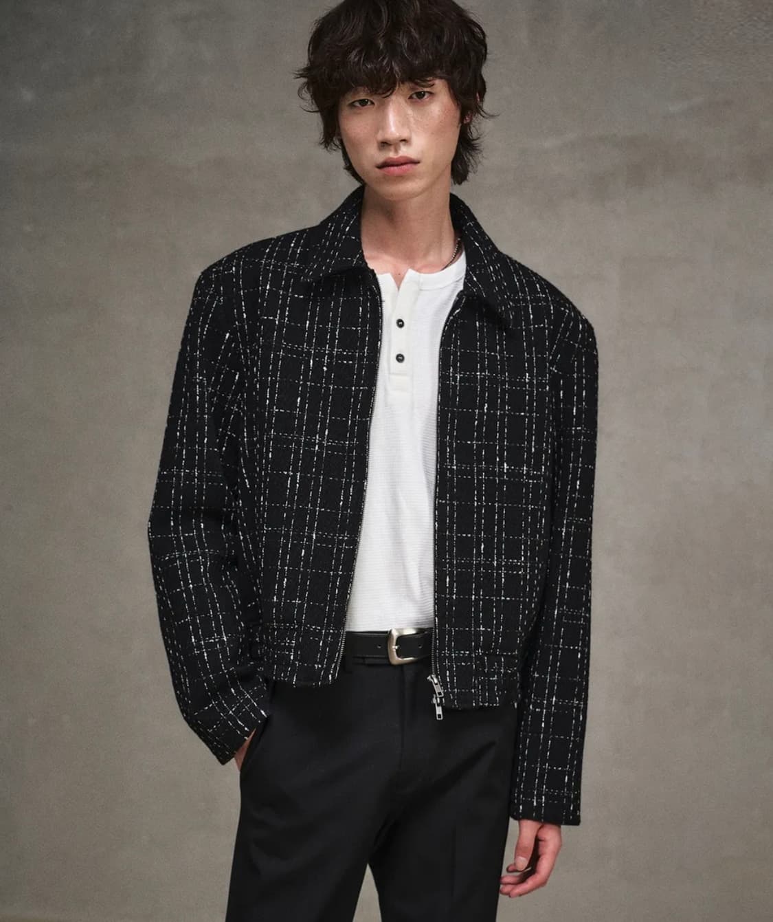 엘무드 쿼츠 울 트위드 블루종 자켓 블랙 (정가 19만원) 상품이미지1