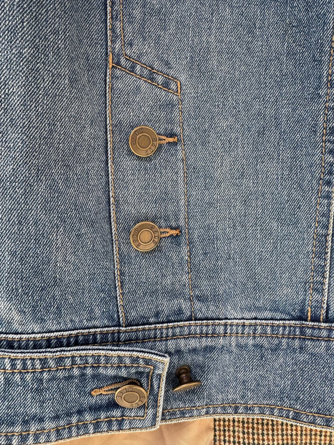 SJYP 에스제이와이피 울혼방 체크 헤링본 데님 포인트 오버핏 자켓 S 상품이미지9