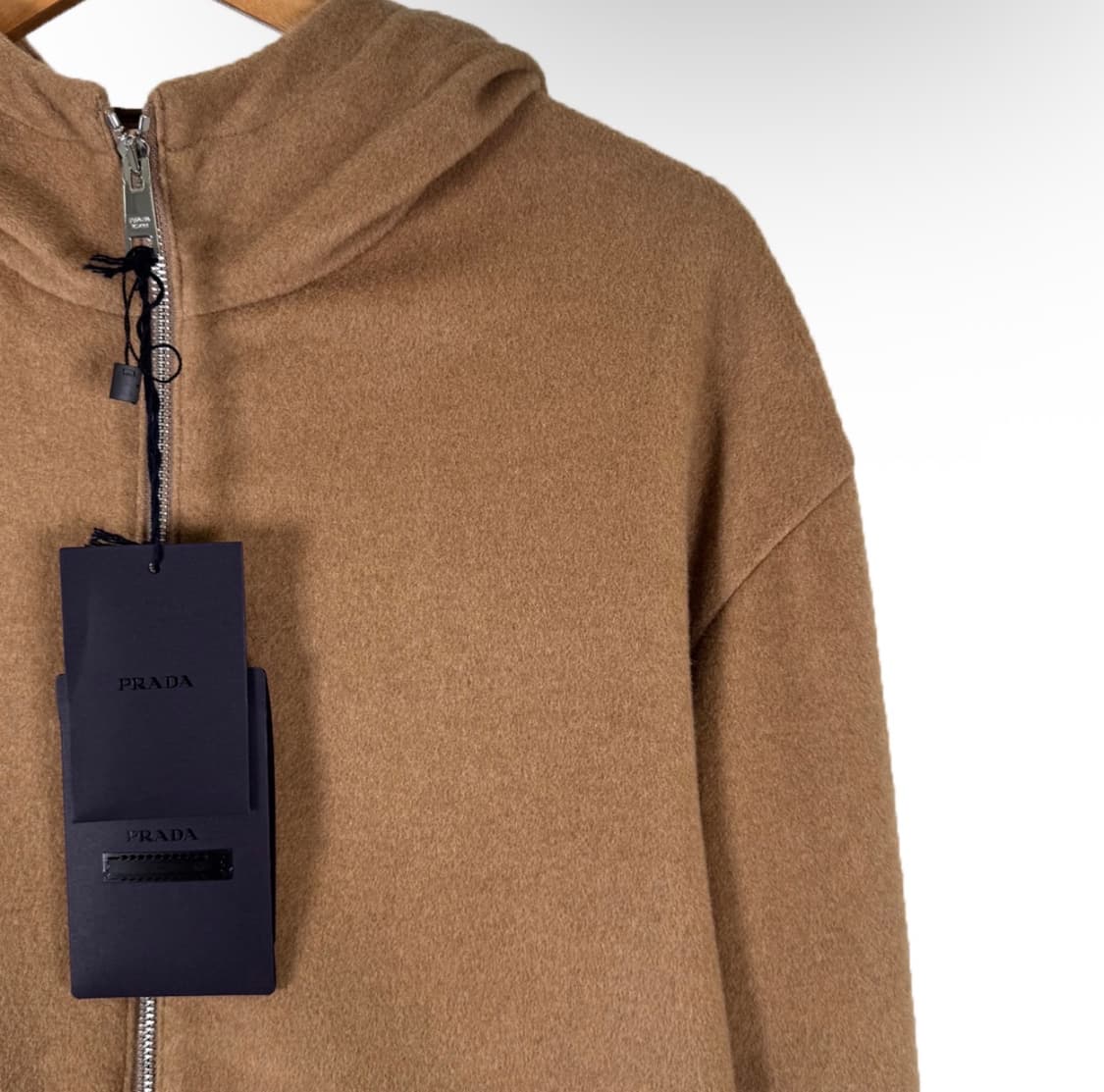[S] 프라다 남성 카멜 울 헤어 후드 집업 블루종 자켓 카멜 브라운 상품이미지5