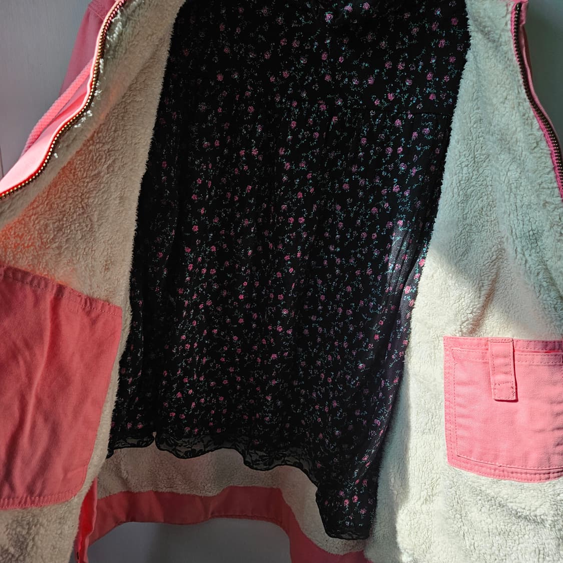 칼하트 빈티지 핑크 양털 후드집업 쉐르파 액티브자켓 워크자켓 남녀공용 L 상품이미지5