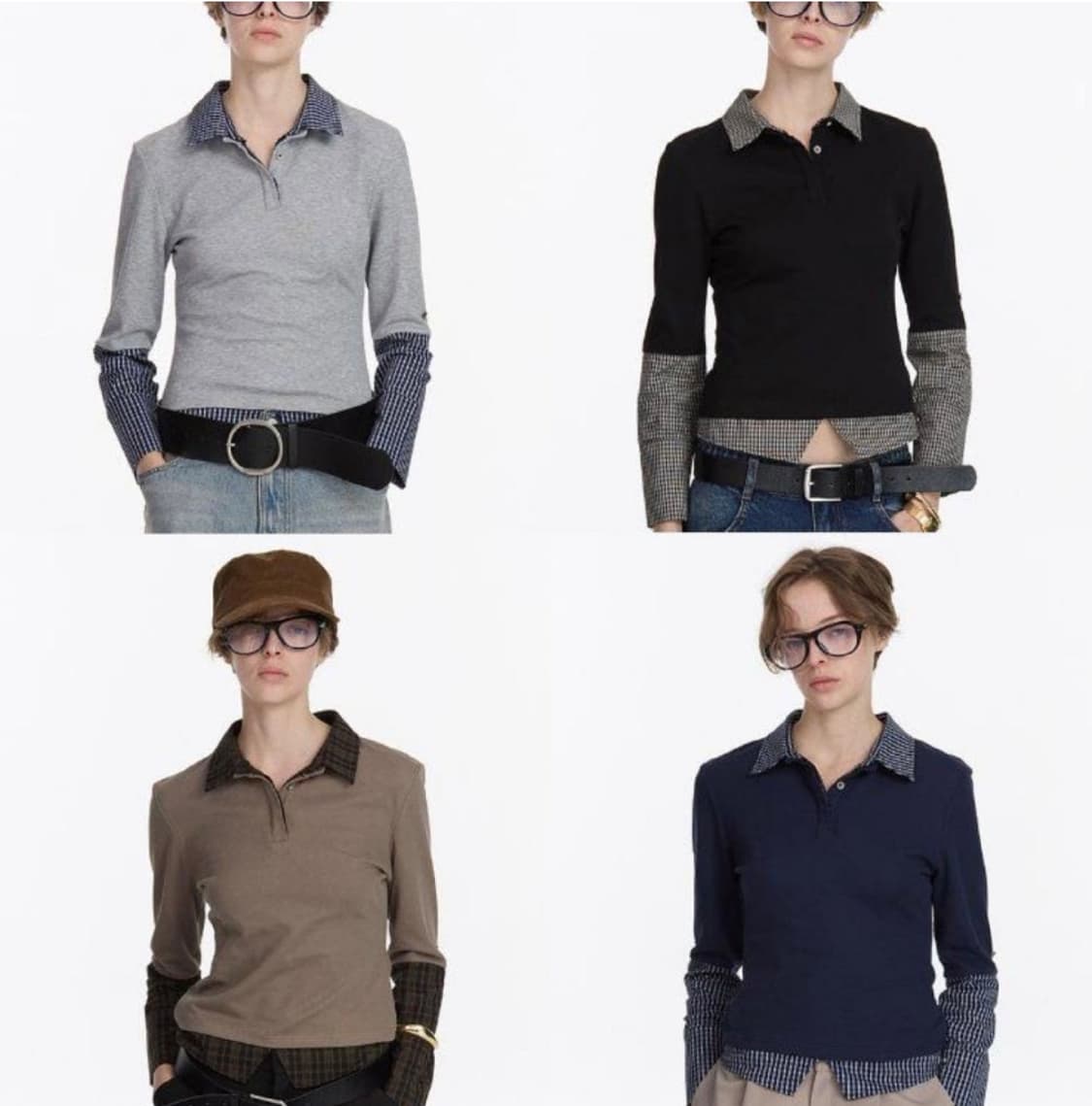 Lyuocheng Checkboard Polo Shirt <Black> 상품이미지1