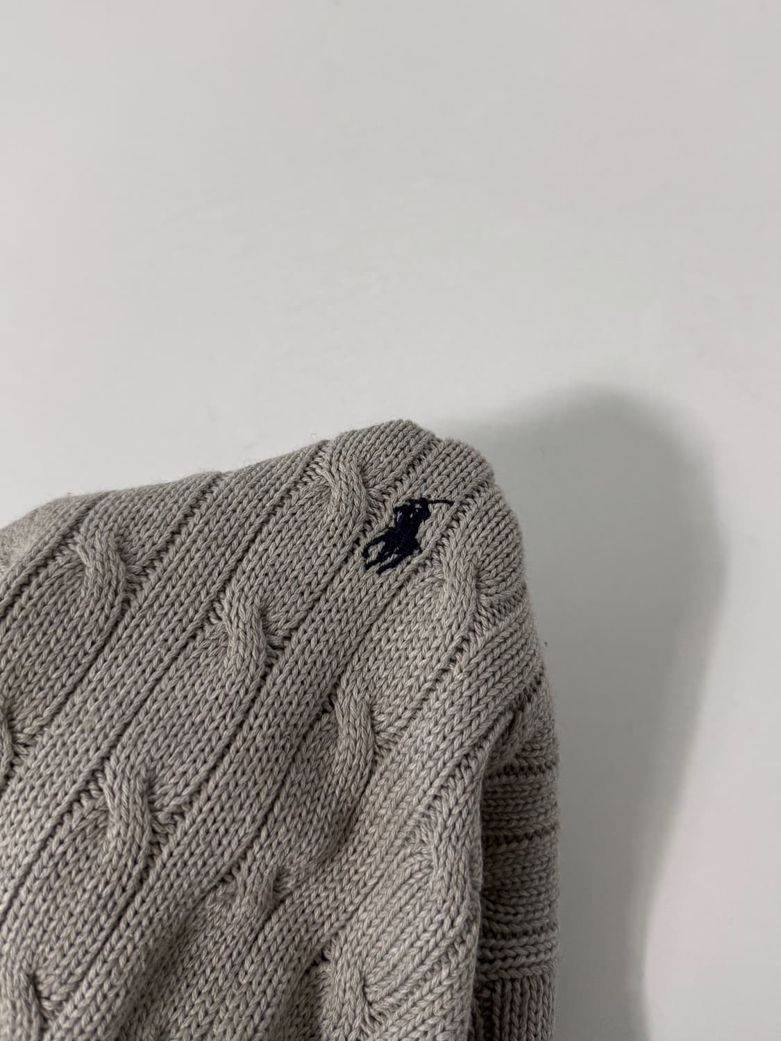 폴로 랄프로렌 90‘s 루즈핏 그레이 코튼 꽈배기 니트 상품이미지4