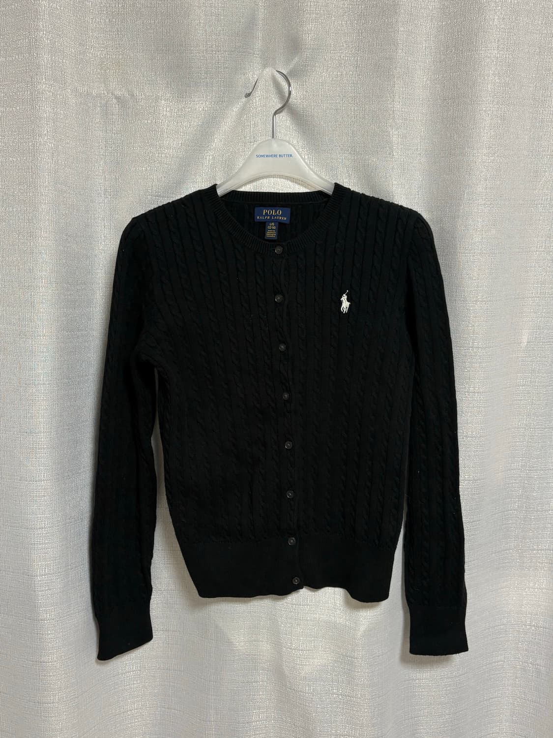 POLO 폴로 걸즈 케이블 니트 가디건 블랙 L 상품이미지1