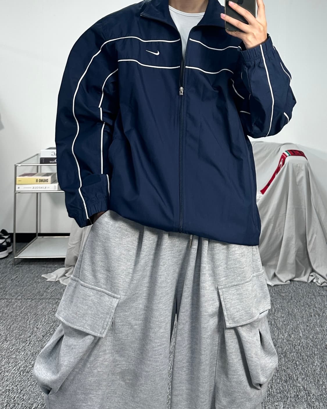 나이키 네이비 화이트 파이핑 바람막이 M 상품이미지3