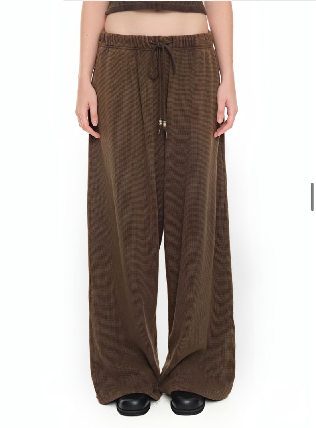 투머치택스 웨스턴 비즈 와플 팬츠 워시드 브라운 상품이미지5