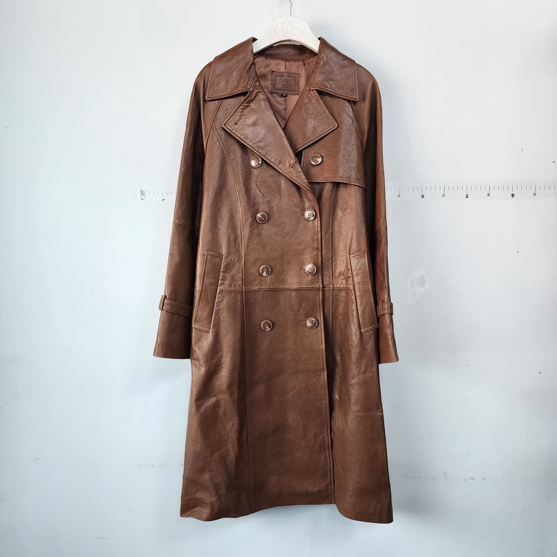 로보 브라운 가죽 롱 트렌치 코트 상품이미지1
