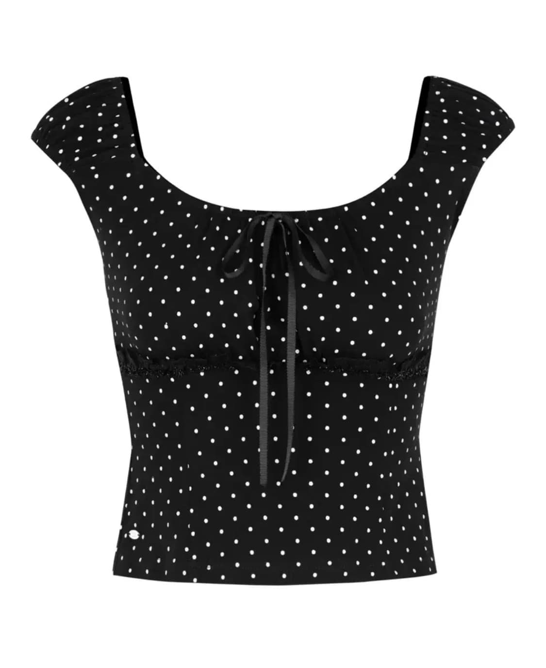 페일제이드 도트 리본 슬리브 티 블랙 S 상품이미지1