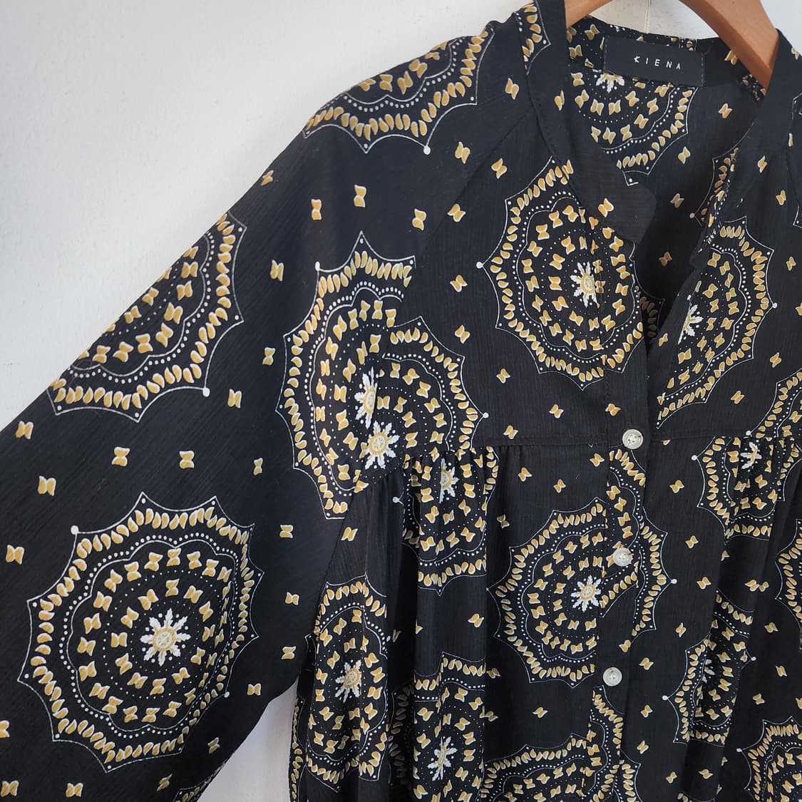 KIENA 키에나 블랙 패턴 롱 원피스 상품이미지3