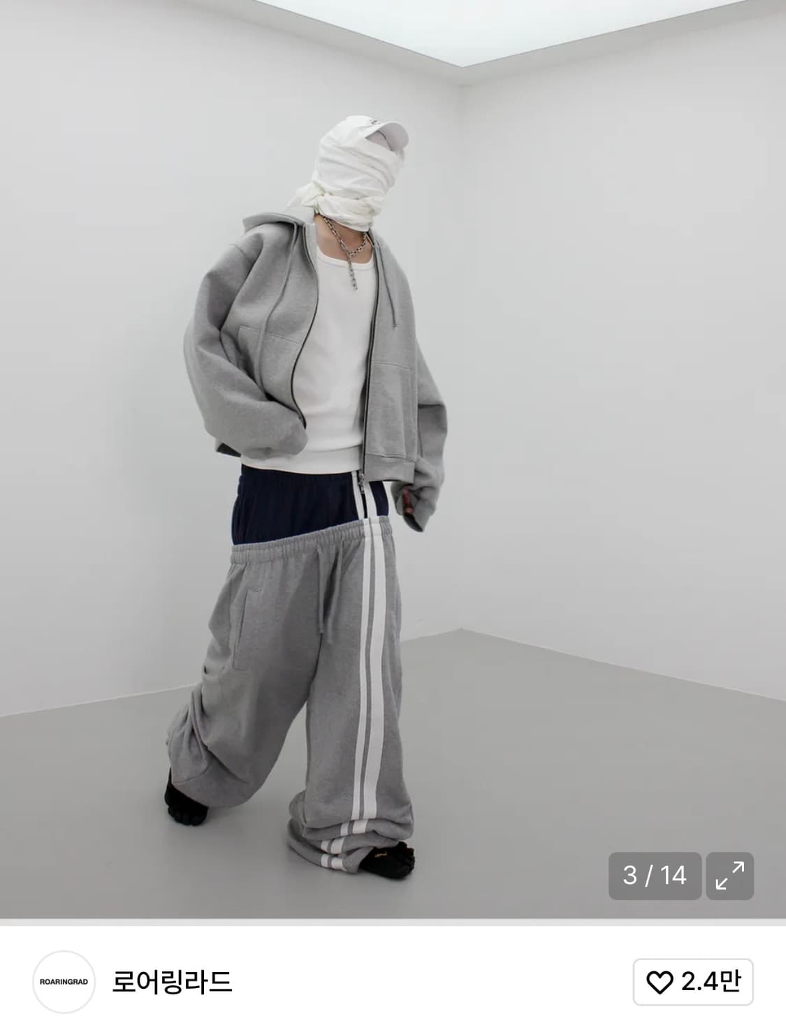 로어링라드 더블 웨이스트 스웻 팬츠 그레이 상품이미지3