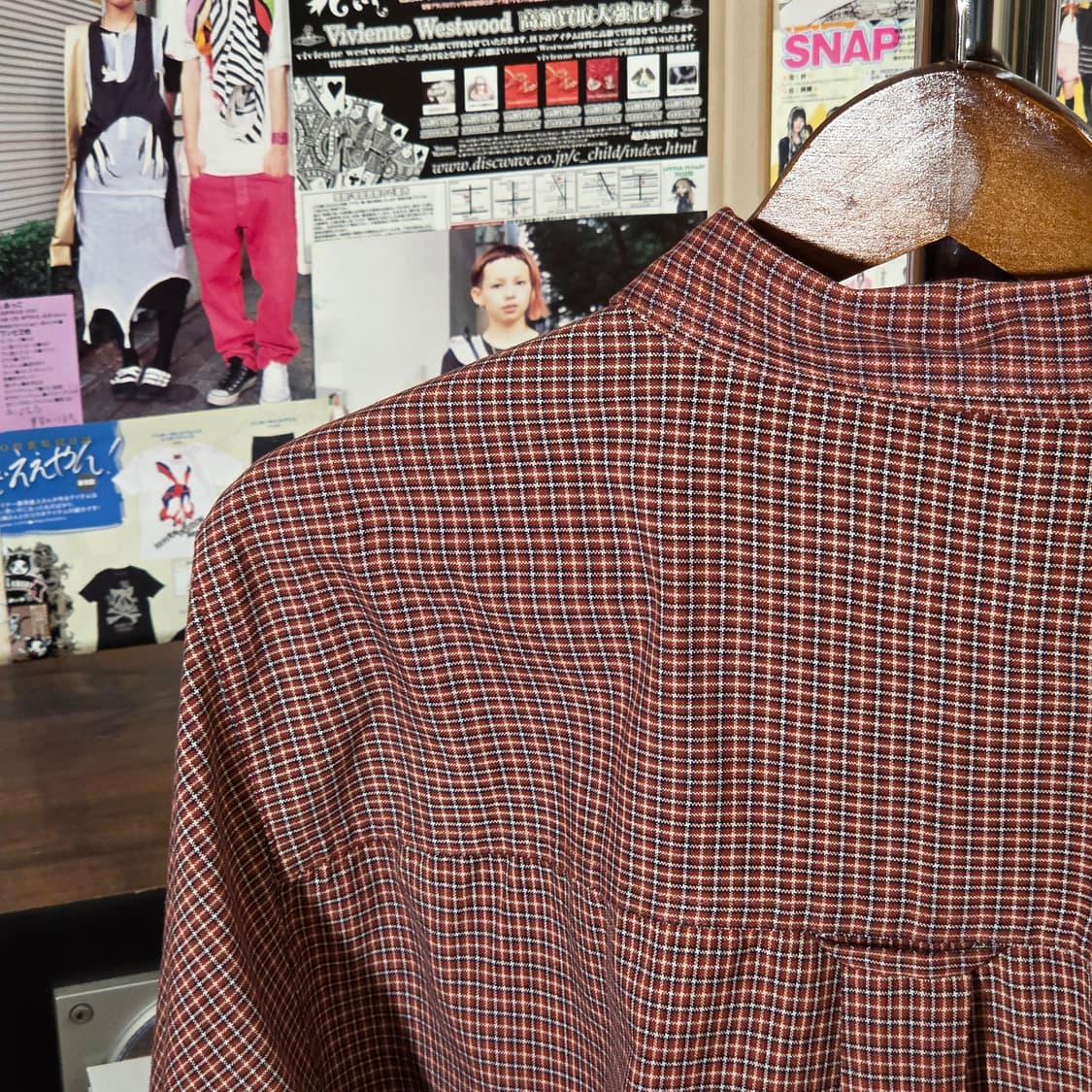 컬럼비아 레드 잔체크 아메카지 오버핏 셔츠 상품이미지6