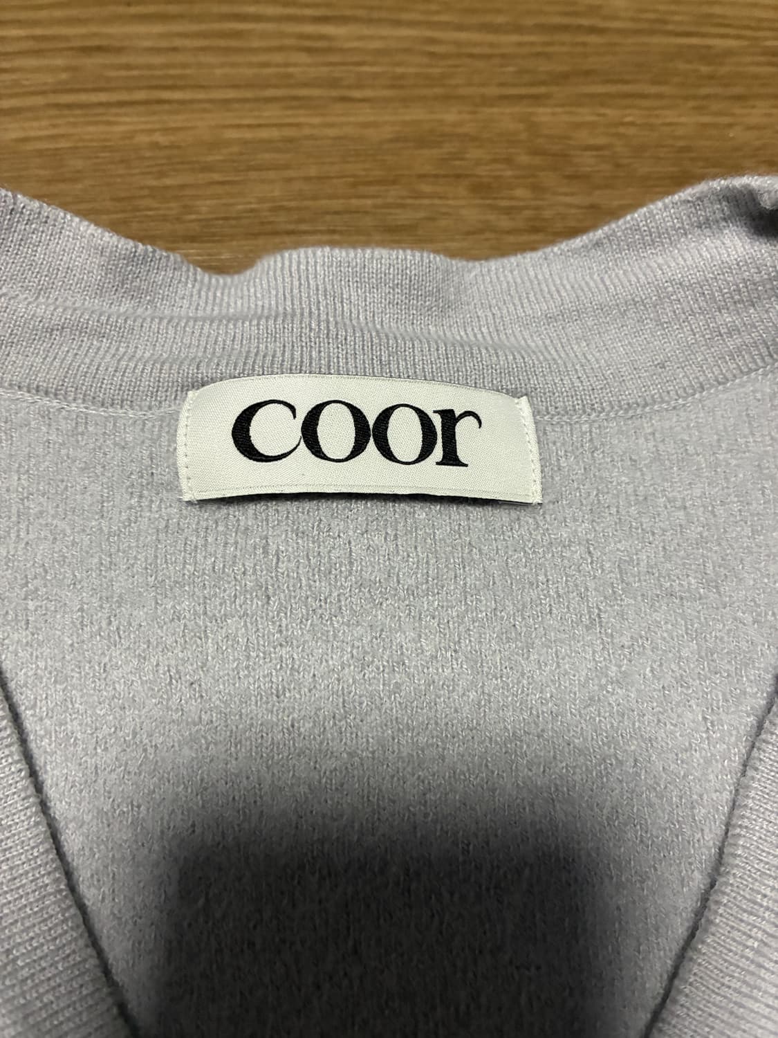 M) coor 쿠어 울 엘보패치 가디건 하늘색 상품이미지2