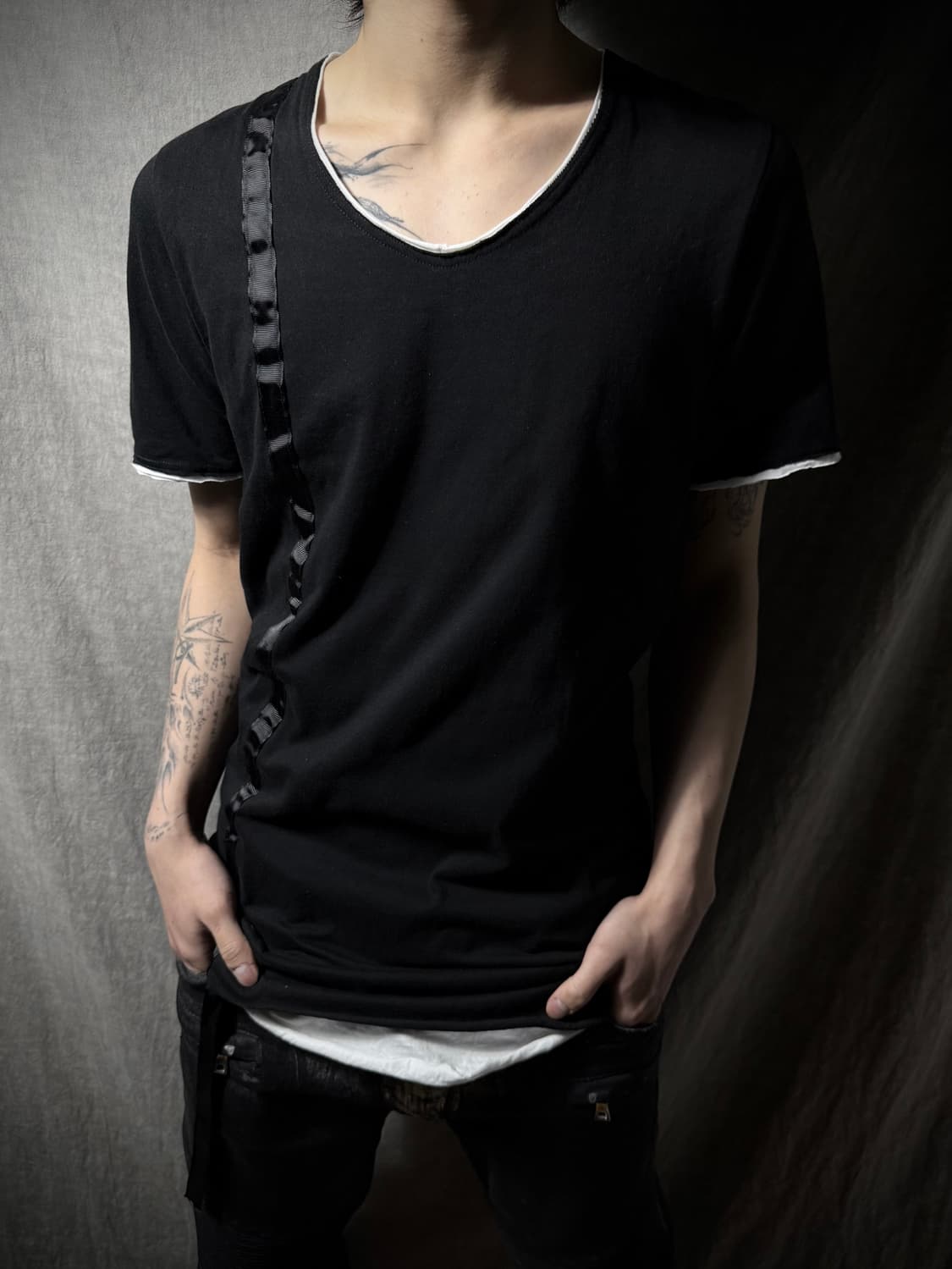 Catorce Back Zip Layered T Shirt 상품이미지2