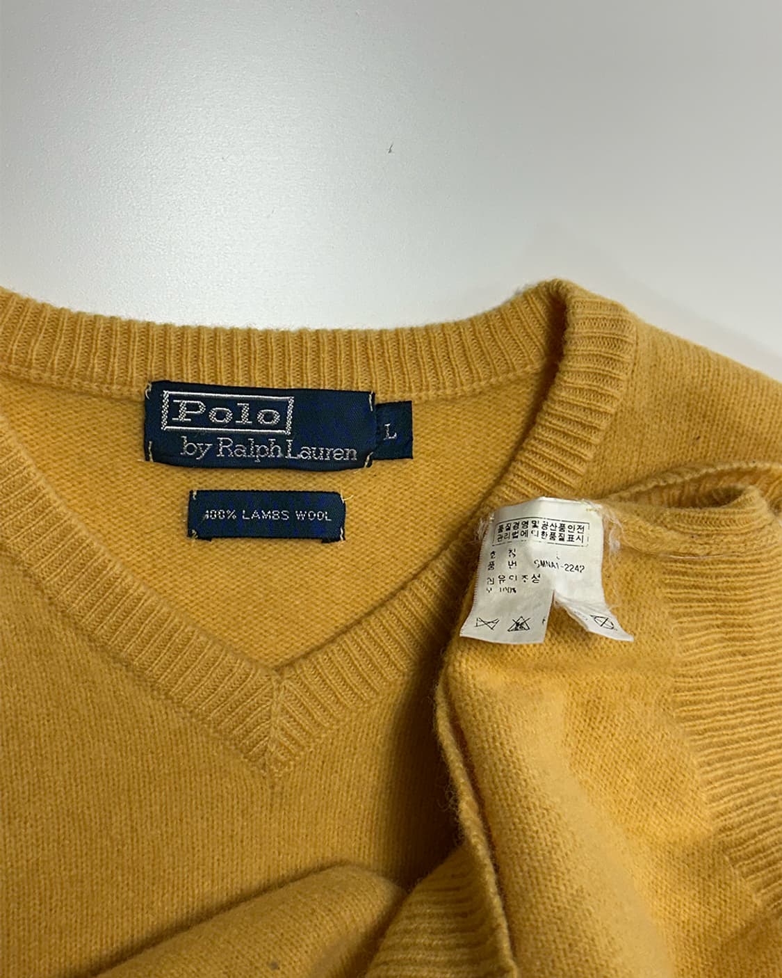 폴로랄프로렌 램스울 브이넥 니트 옐로우 상품이미지3