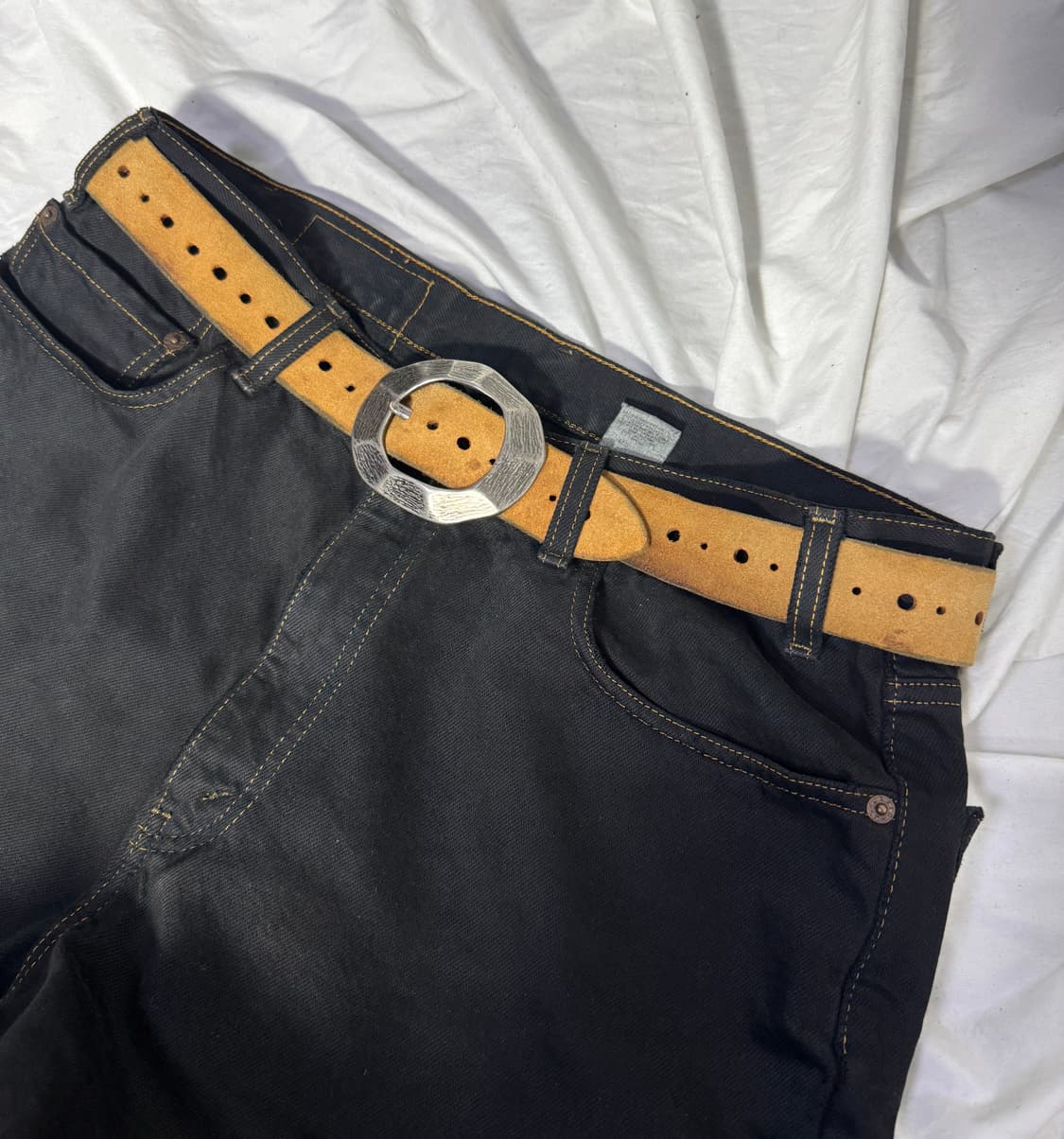 빈티지 오발 버클 레더 벨트 웨스턴 상품이미지1