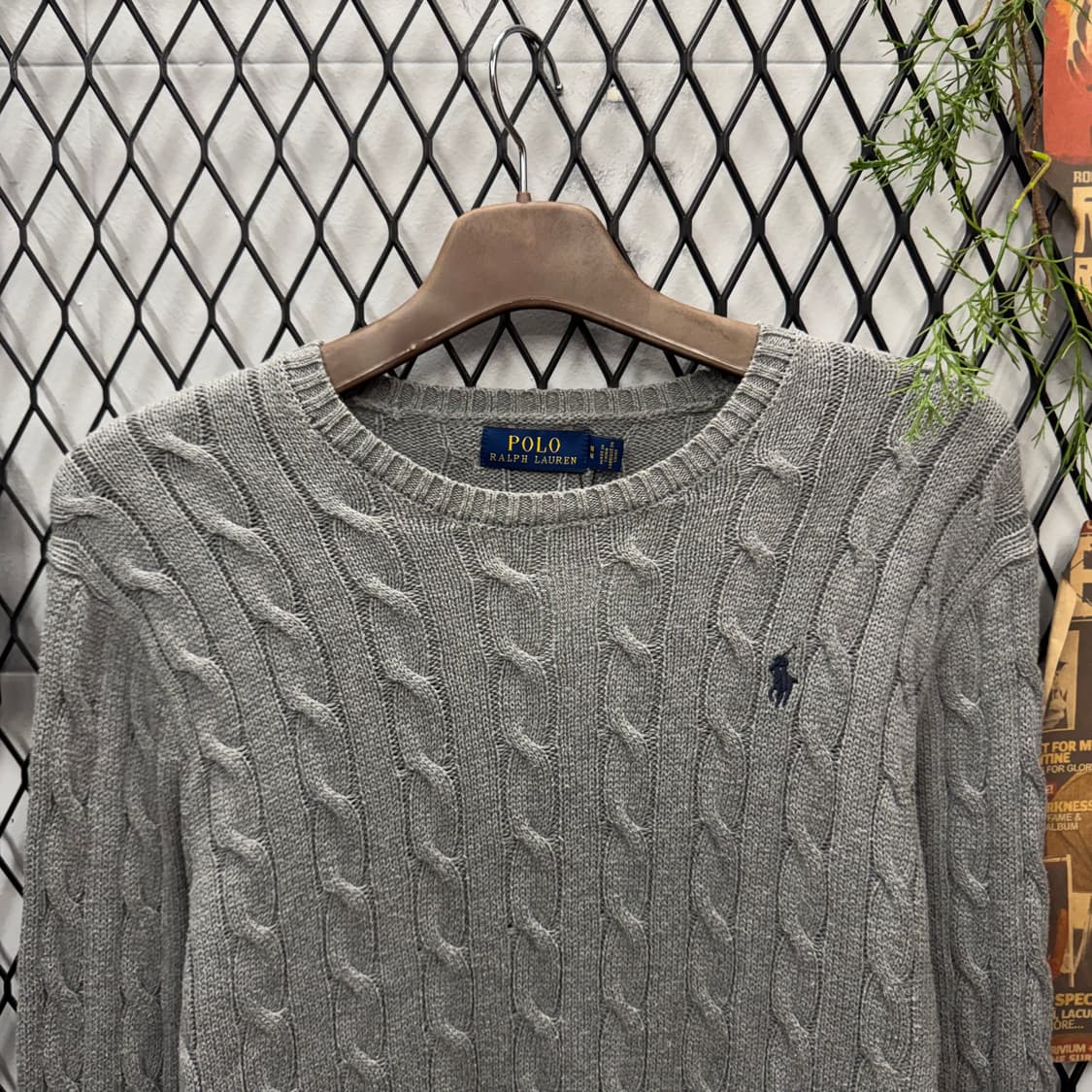 폴로 랄프로렌 케이블 니트 네이비 포니 로고 포인트 그레이 상품이미지3