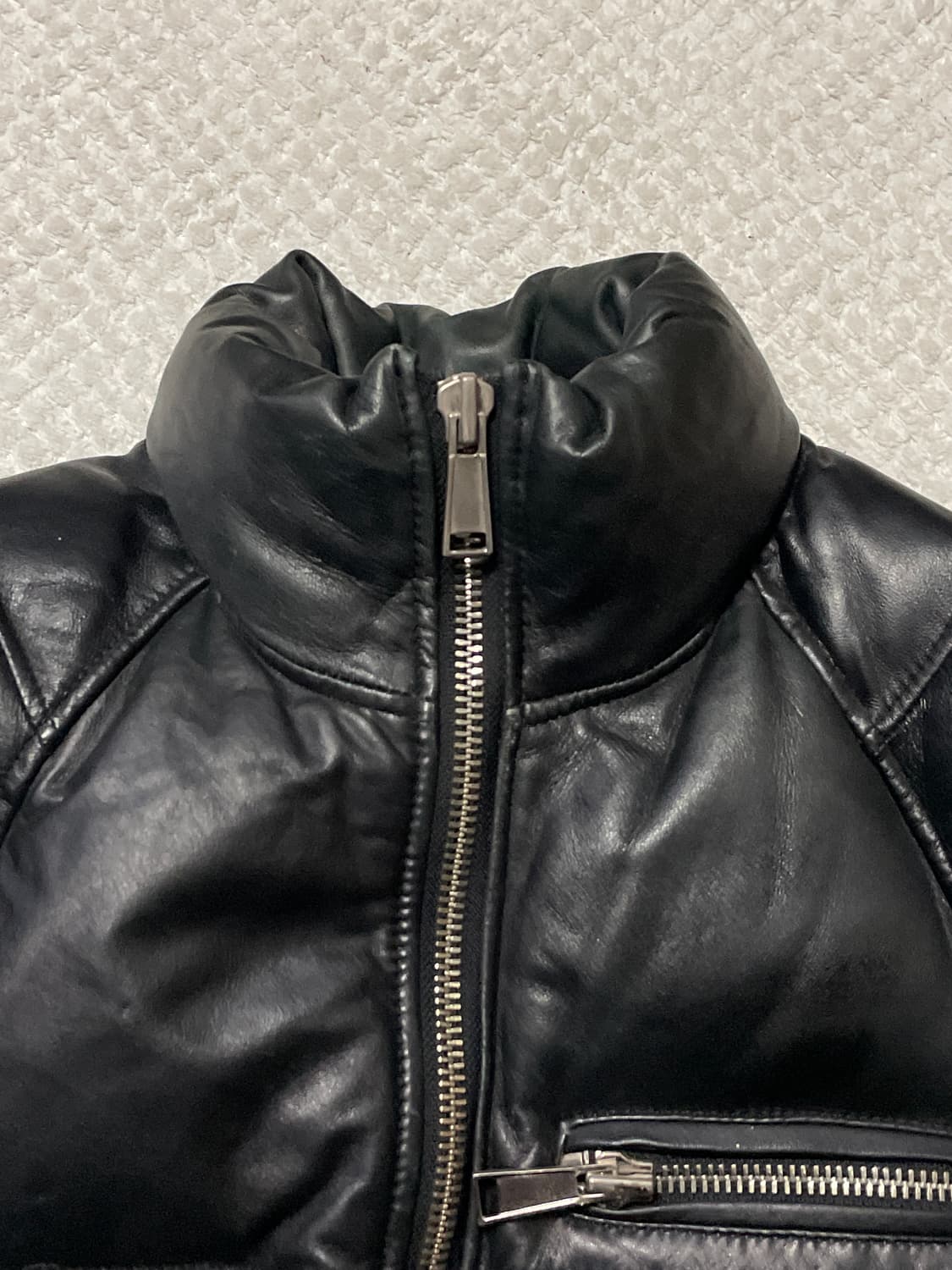 웨스턴 무드 램스킨 양가죽 바이커 패딩 레더 자켓 상품이미지5