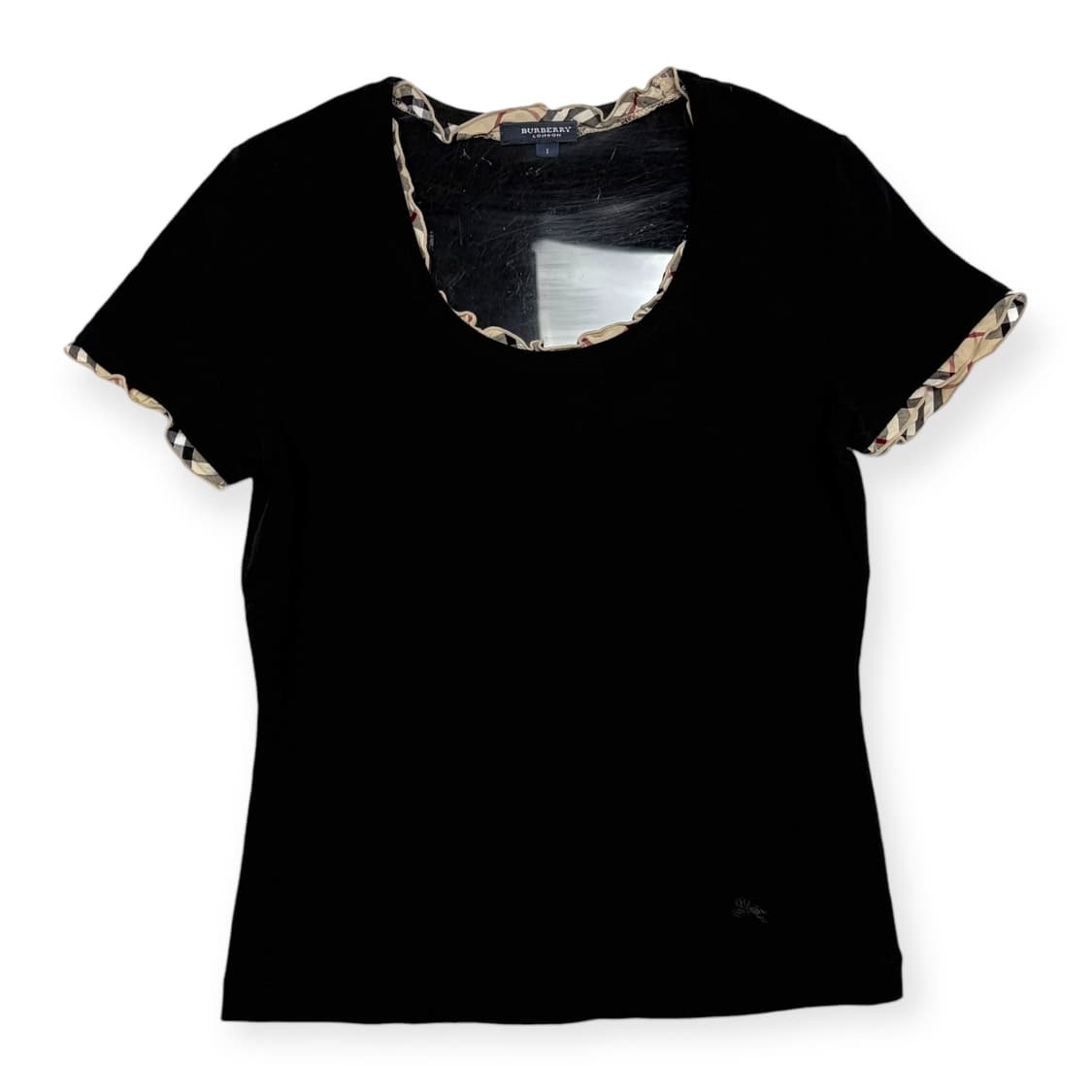 버버리 체크 프릴 반팔 티셔츠 상품이미지1