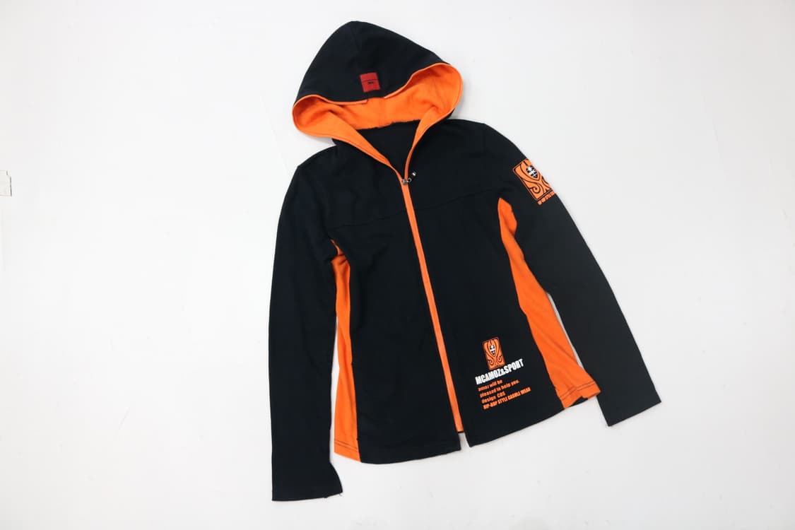 MCAMOZ&SPORT 블랙 오렌지 배색 사이드 라인 후드 집업 (M) 상품이미지2