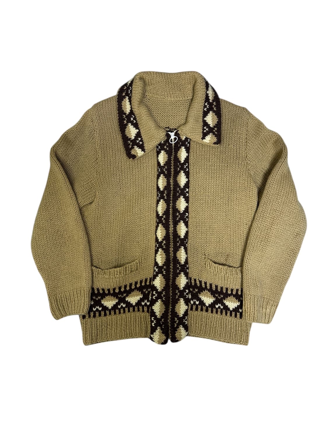 빈티지 코위찬 카우보이 울 집업 스웨터 브라운 M 상품이미지1