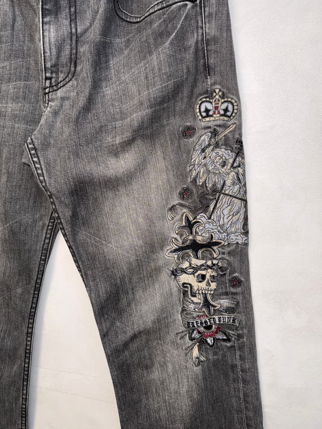Black denim oriental punk embroidered pt 상품이미지3
