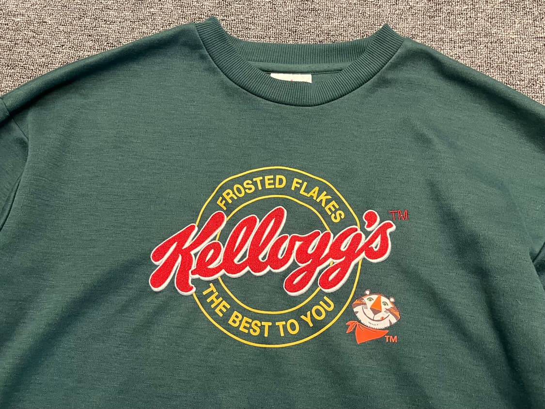 [55~66] 켈로그 크롭 기모 맨투맨 그린 M 상품이미지2