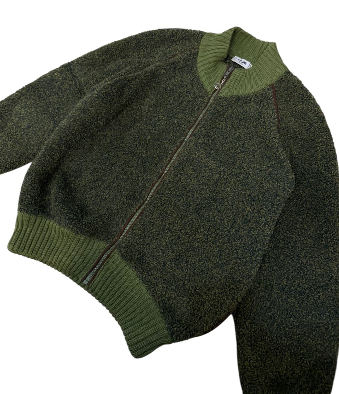 올드 셀린느 90s 테디 올리브 그린 플리스 자켓 상품이미지3