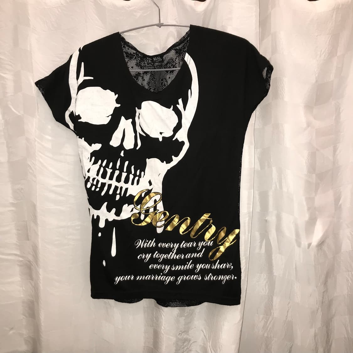 JPN Vintage 고스펑크 고딕 스컬 백 시스루 반팔 상품이미지1