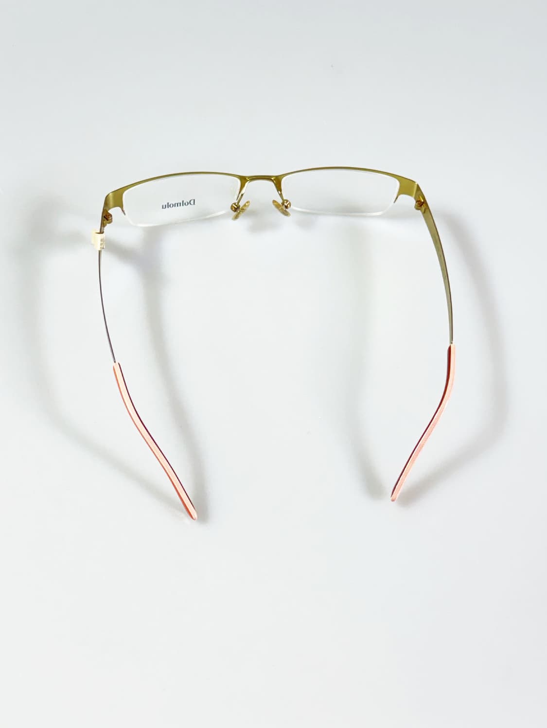 DOMOLU 핑크 골드 메탈 반무테 스퀘어 빈티지 안경 상품이미지5