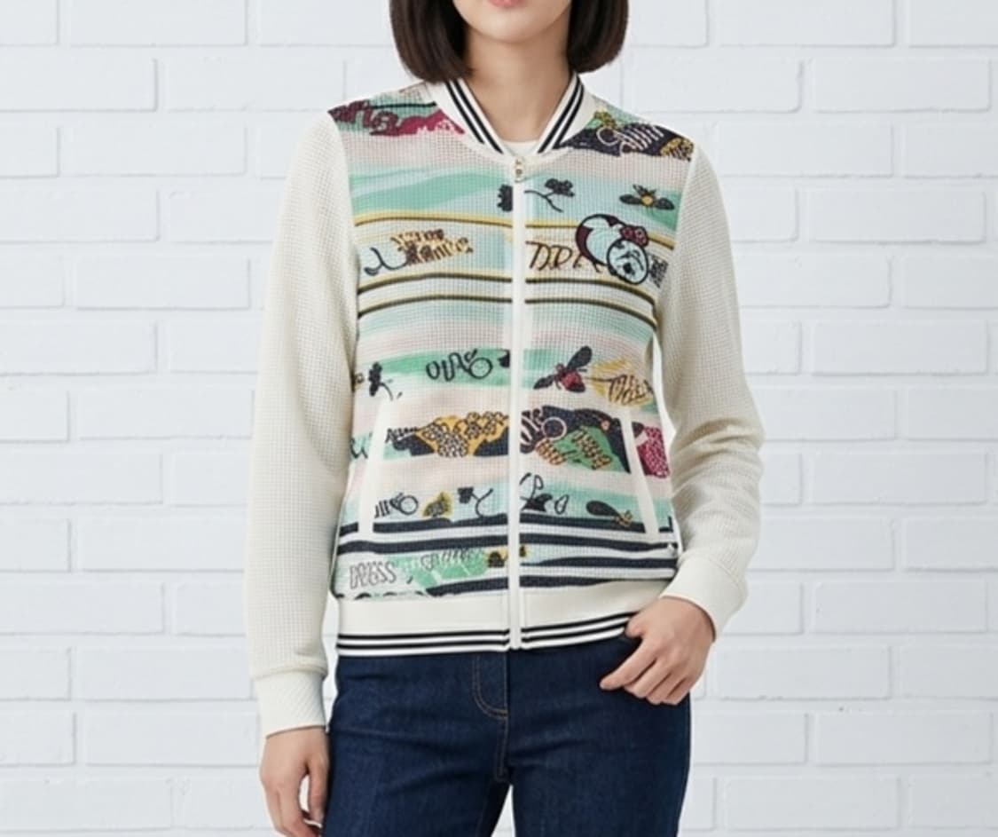 [90]핑 프린트 메쉬 집업 점퍼 상품이미지1