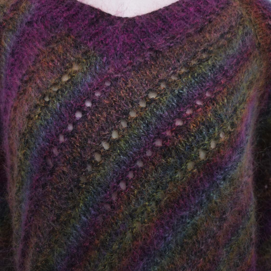 멀티 스트라이프 모헤어 니트 원피스형 스웨터 상품이미지3