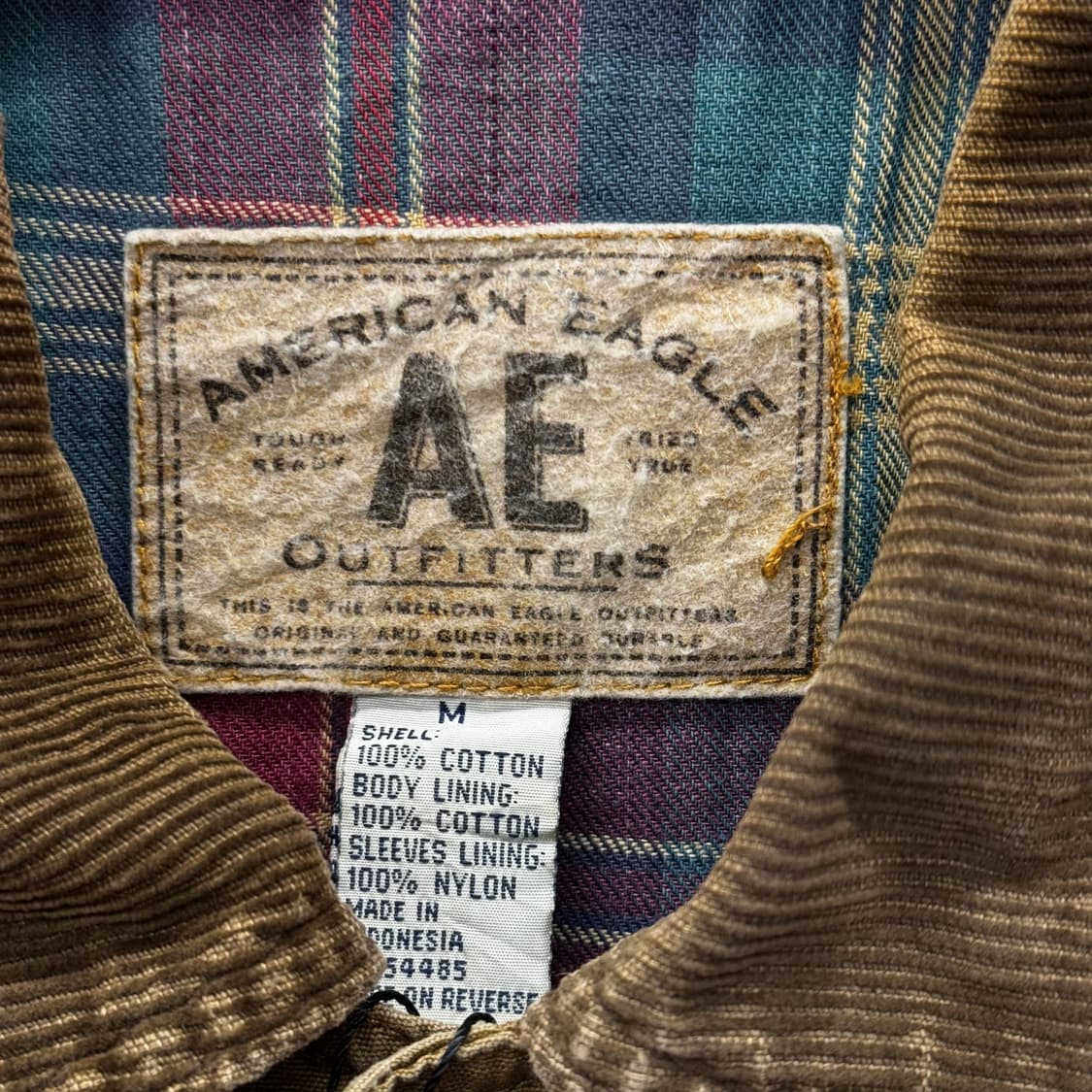 90s USA 코듀로이 카라 체크 라이닝 워크 헌팅 초어 자켓 상품이미지7