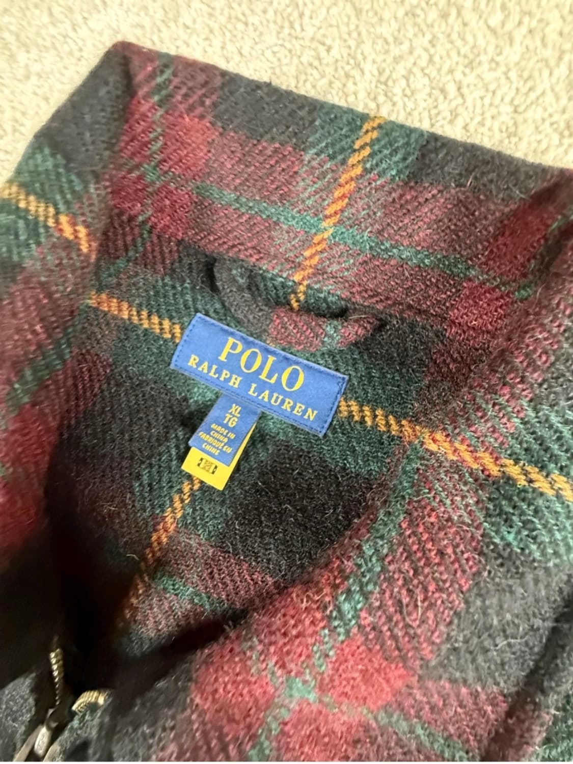 [XL]폴로 플래드 트위드 랄프로렌 타탄 체크 울 뉴스보이 자켓 상품이미지3