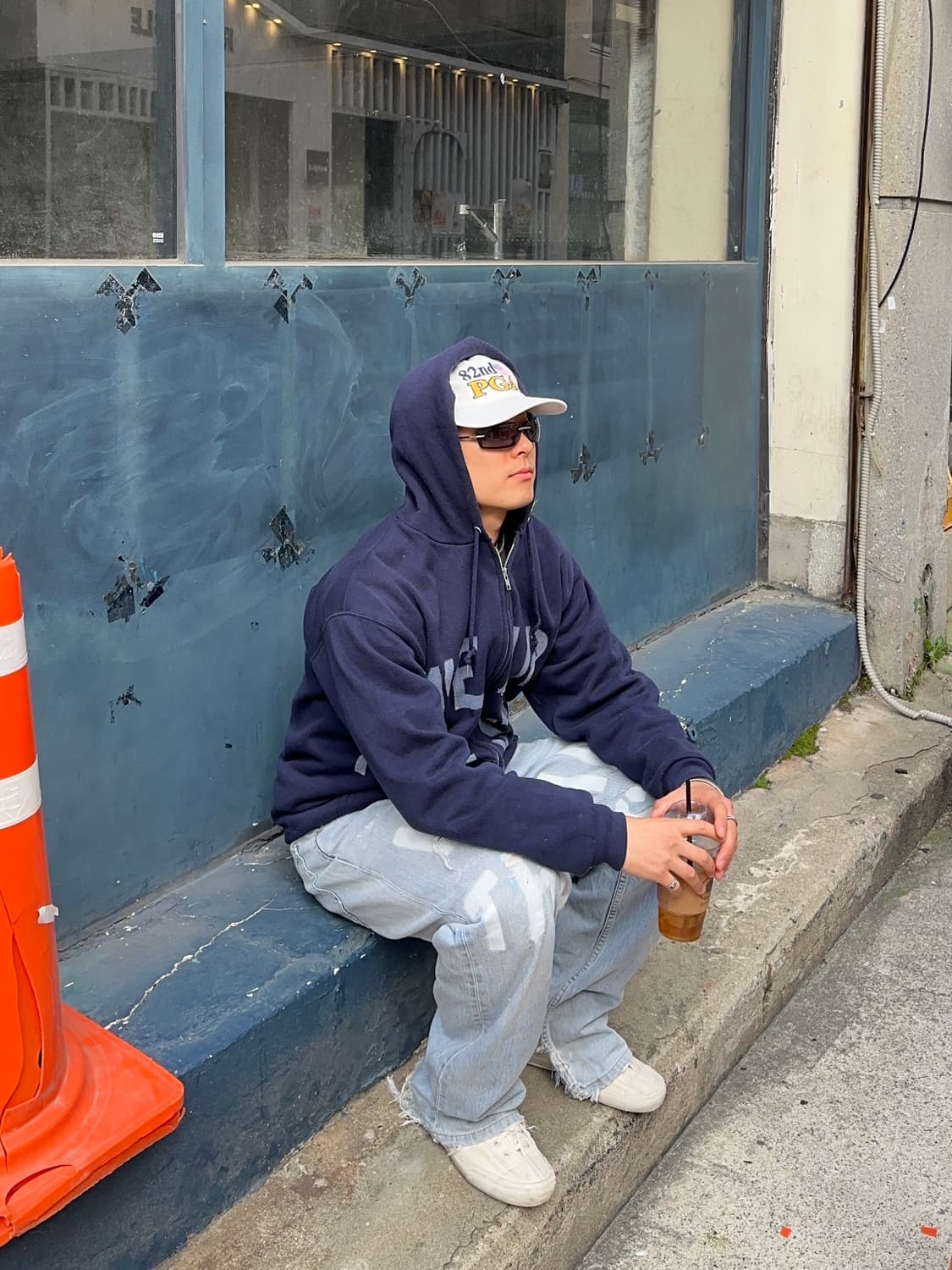 90’s Tultex stencil work hood zip-up  상품이미지2