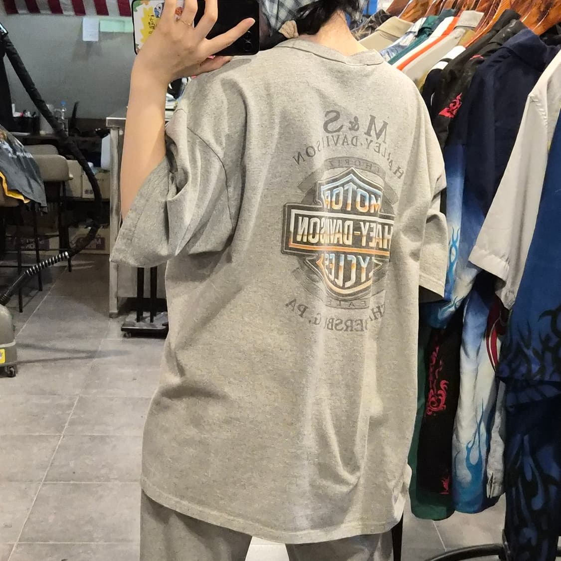 [NO.9] 할리 데이비슨 100주년 반팔 티셔츠 그레이 상품이미지4