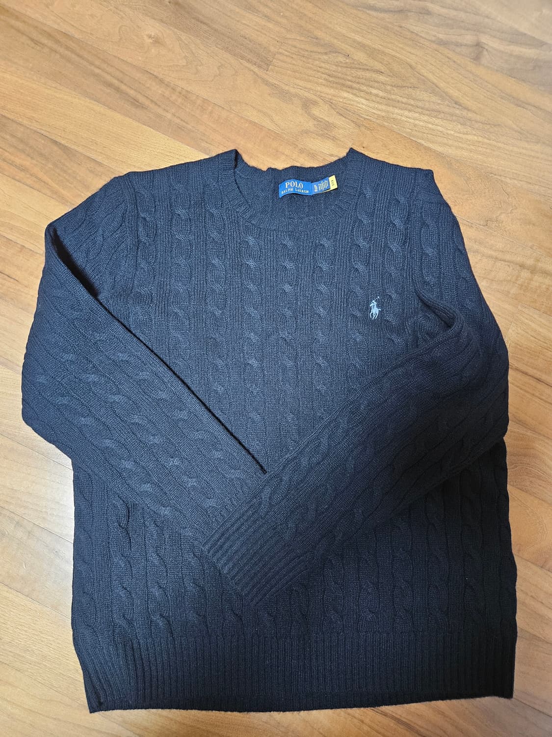 폴로 캐시미어 케이블 니트 블랙 XL 상품이미지1